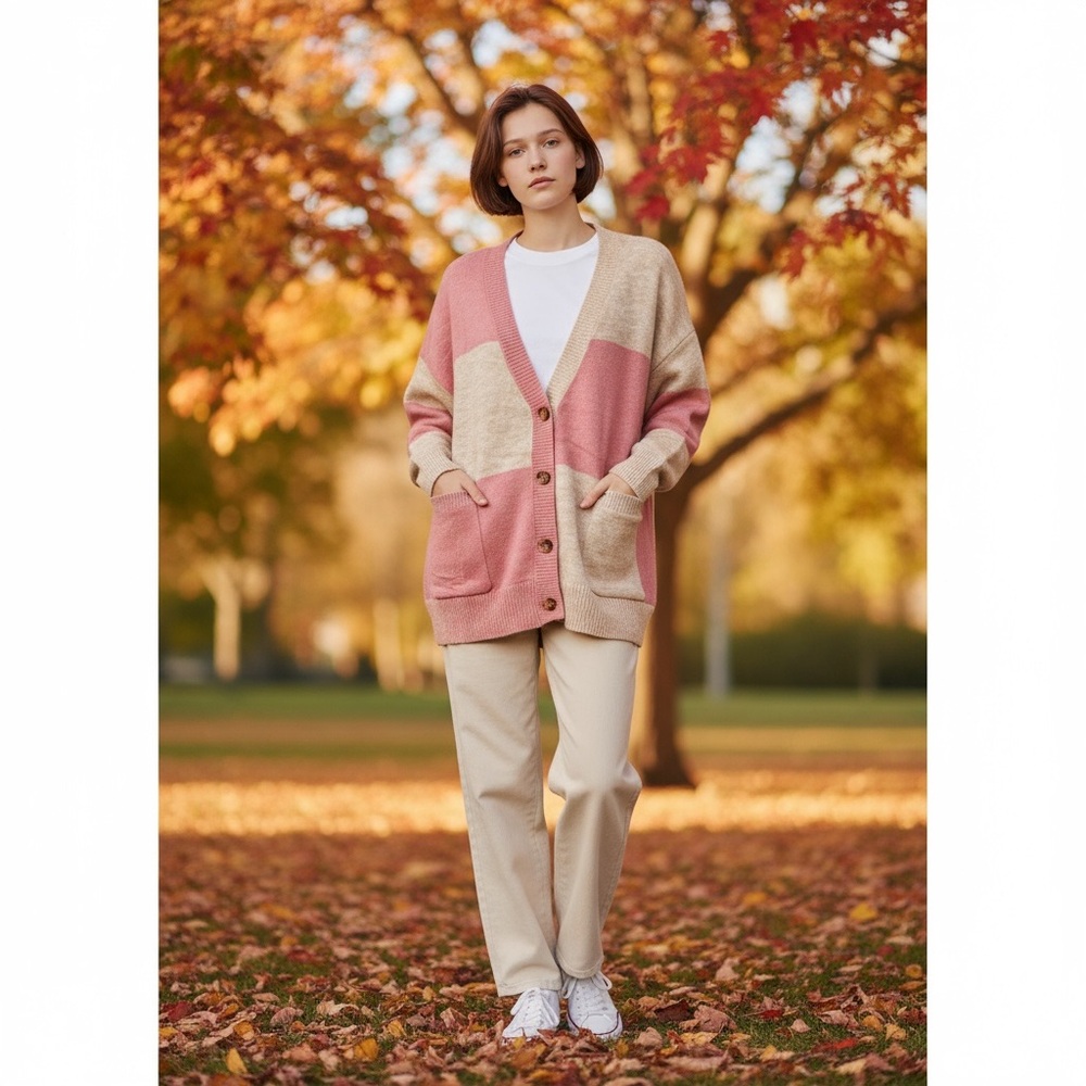 PEACH LOVE CALIFORNIA oversized cardi sz S M L - Picture 5 of 9
